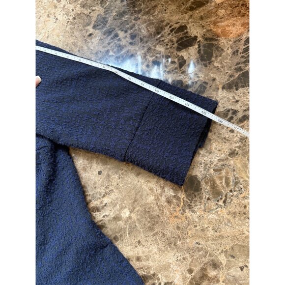 J.McLaughlin Navy Textured Button-Up Jacket 3/4 Sleeve Women’s Outerwear Cotton - Picture 6 of 10